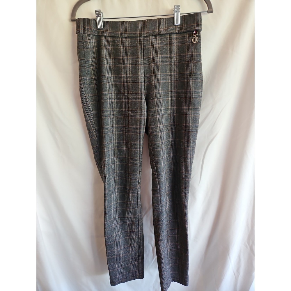 Tommy Hilfiger Women's Size 8 Gray Brown Plaid Stretch Straight Leg Dress Pants